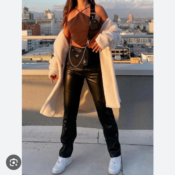 White fox faux leather pants - Picture 2 of 7